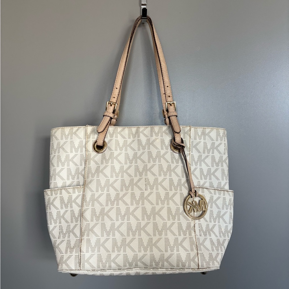 Michael Kors Cream Tote with Gold Hardware
